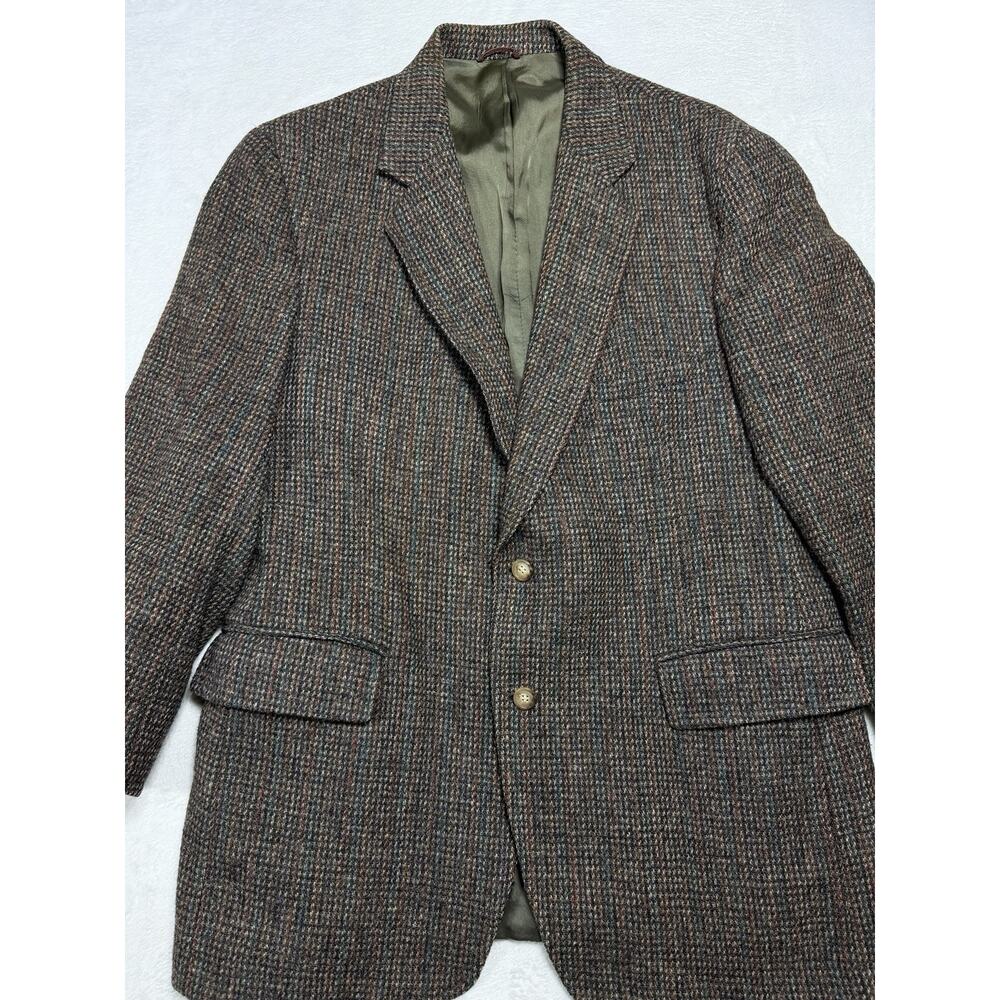Frank Stella Harris Tweed Blazer 40R Brown Herringbone 100% Wool Academic Core